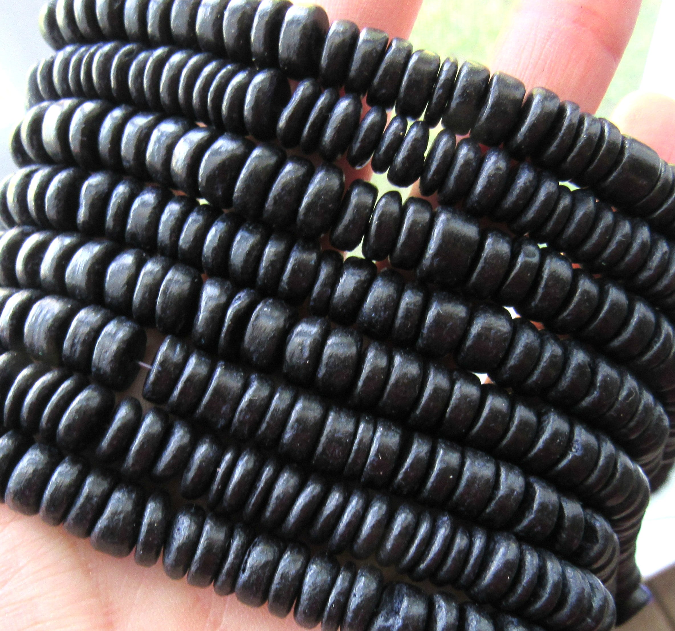 8mm black wood heishi beads disc beads wood heishi beads Etsy