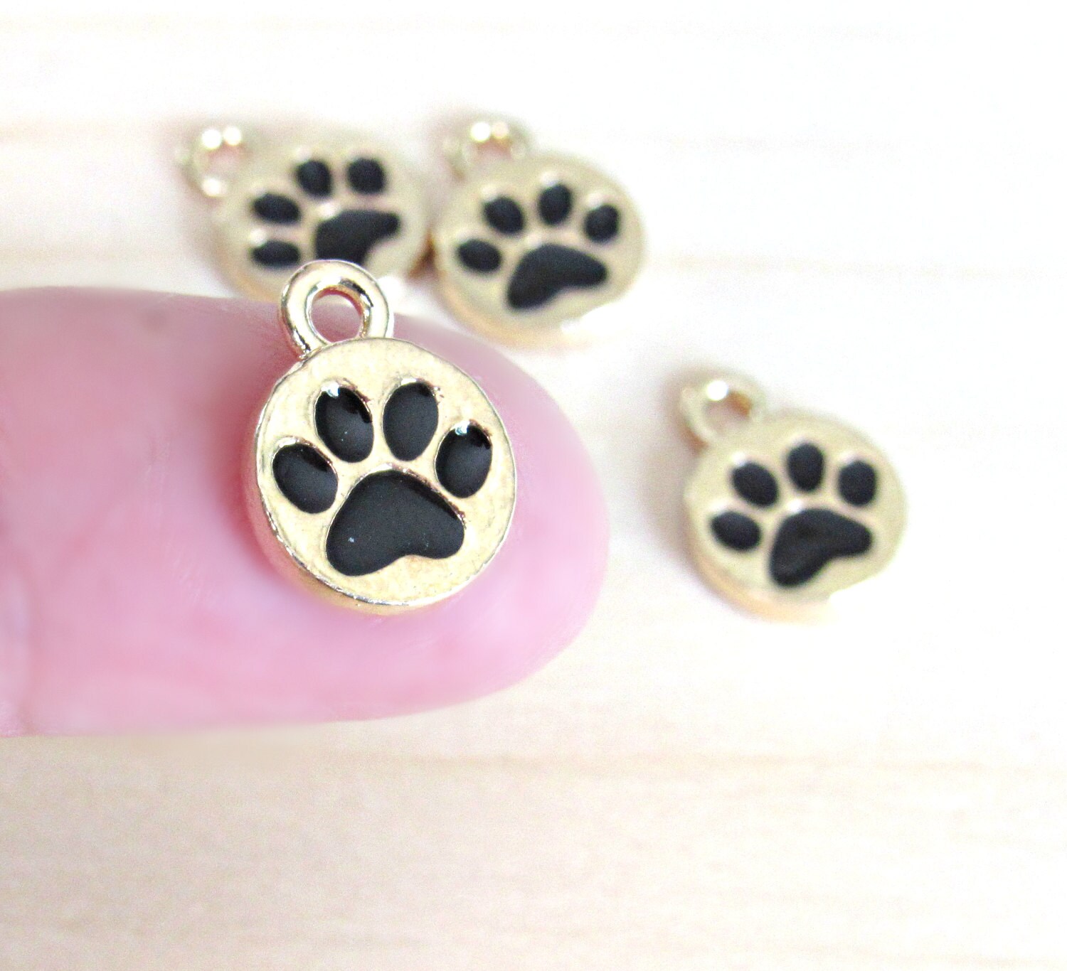 Paw print charm, gold paw charm, dog memorial charm, paw pendant, dog