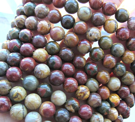 8MM PICASSO JAPSER GEMSTONE GREY ROUND LOOSE BEADS 15.5/"