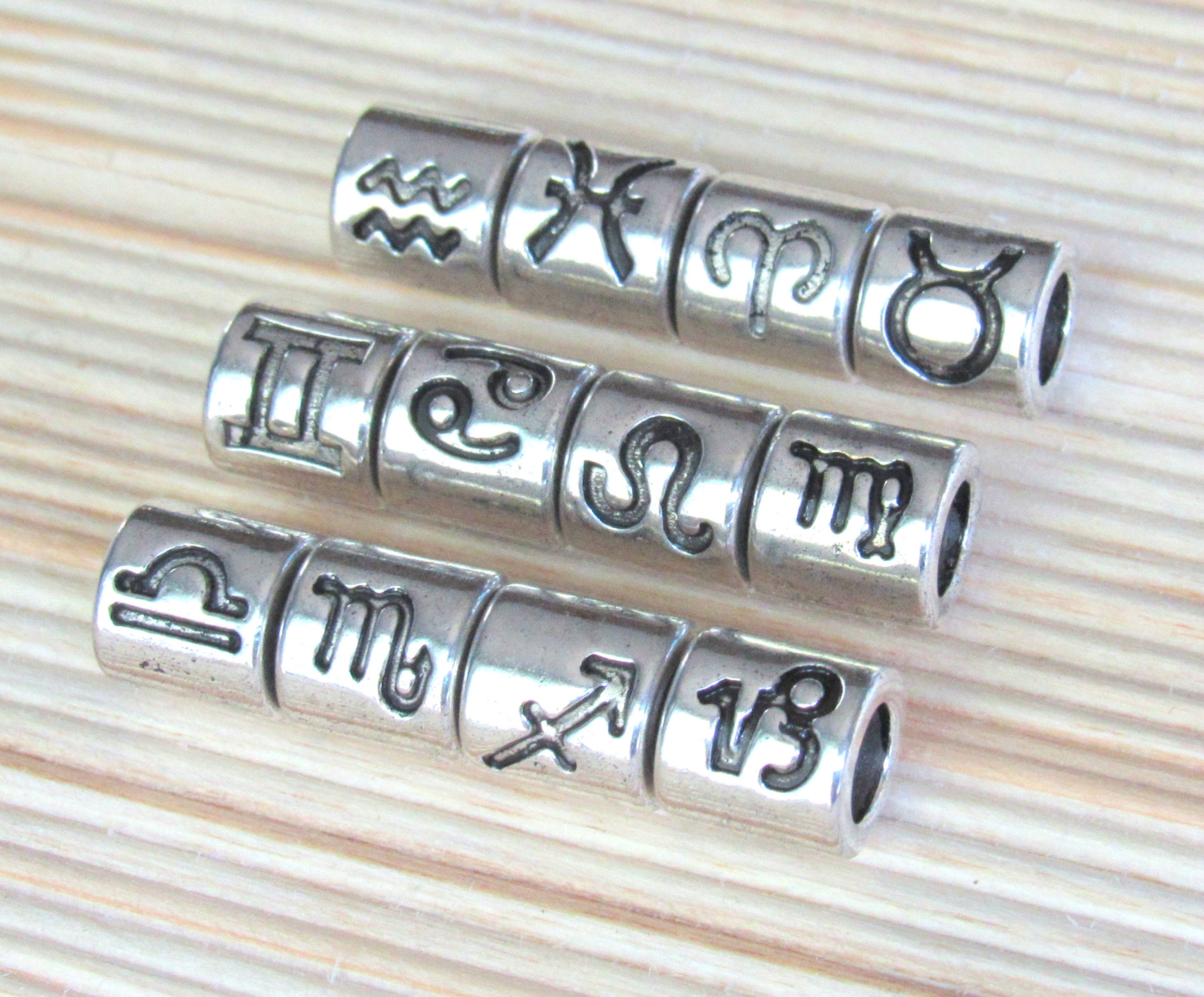 Zodiac set silver zodiac beads horoscope beads bracelet Etsy