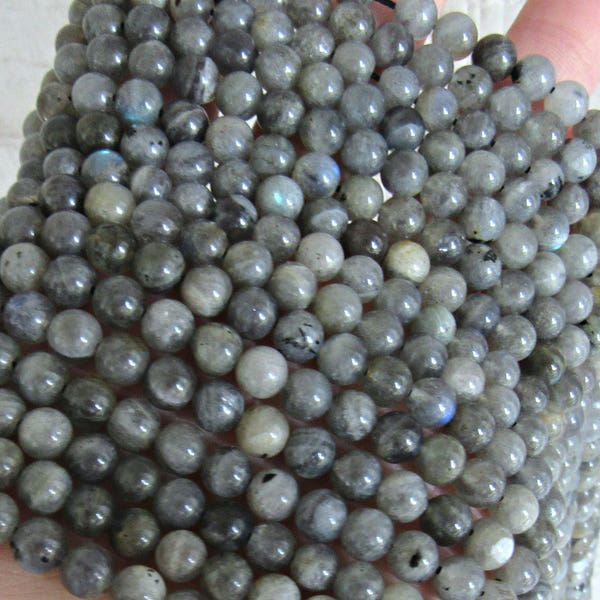 6mm Labradorite beads, full strand, labradorite gemstone, gray gemstone beads, labradorite beads, US seller, bracelet beads, mala beads