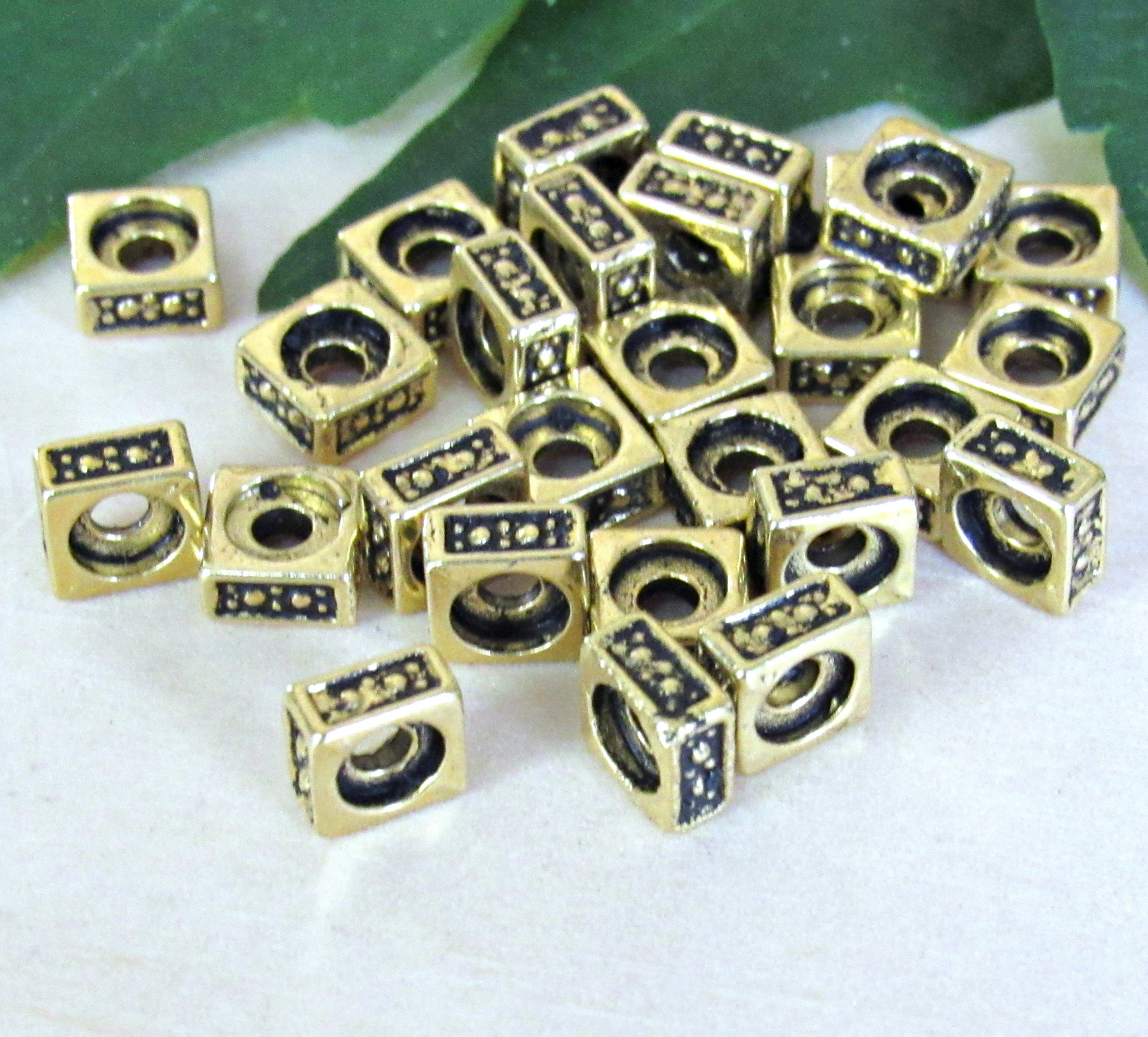 Square metal beads set of 30 silver beads tribal metal Etsy