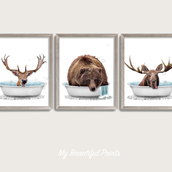 Moose Bear Bathroom Decor Etsy
