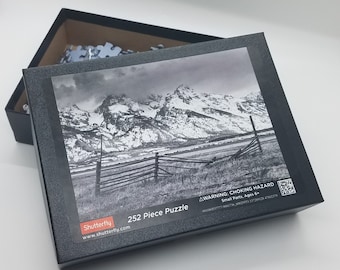 Mountain Puzzle, Teton Mountains, Jackson Hole Wyoming, Black and White Puzzle, Grand Teton, National Park Puzzle, Wyoming Gifts