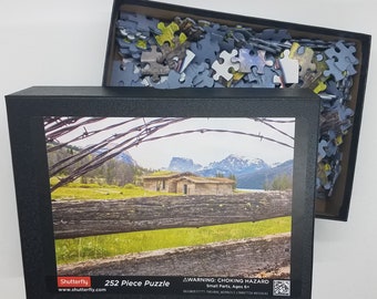 Wind River Range Wyoming Photo Puzzle, Homestead Cabin Gift for History Lover, Mountain Photography Jigsaw Puzzle