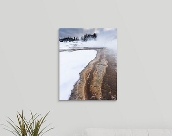 16x20 Yellowstone National Park Photo Acrylic Print, Hot Springs Winter Wonderland Wall Art, Ready to Hang Wyoming Gifts