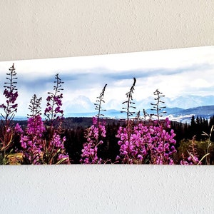 Fireweed 12x36 Metal Wall Art, Mountain Decor Aluminum Print, Wyoming Wildflower Panoramic Art, Photo Gift for Mom image 3