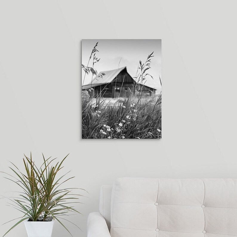 Moulton Barn Black and White Canvas Print, Grand Teton National Park Wall Art image 2