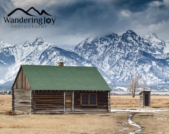 Grand Teton National Park Canvas Photo Print, Jackson Hole Wyoming Western Wall Art Cabin Decor