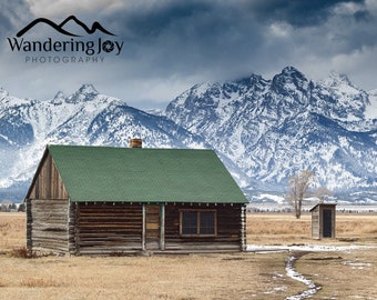 Grand Teton Wall Art Canvas, Jackson Hole Wyoming Western Decor Print, Cabin Decor Gift for Home, National Park Photo Souvenir