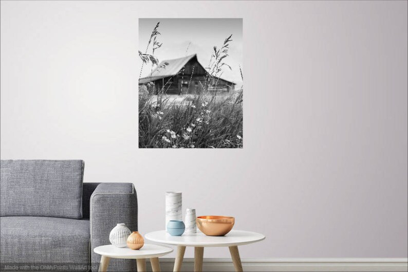 Moulton Barn Black and White Canvas Print, Grand Teton National Park Wall Art image 9