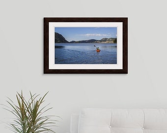 Kayak Wall Art 16x24 Framed Print Ready to Hang, Lake House Mountain Decor Housewarming Gift, Wyoming Photo Office Art