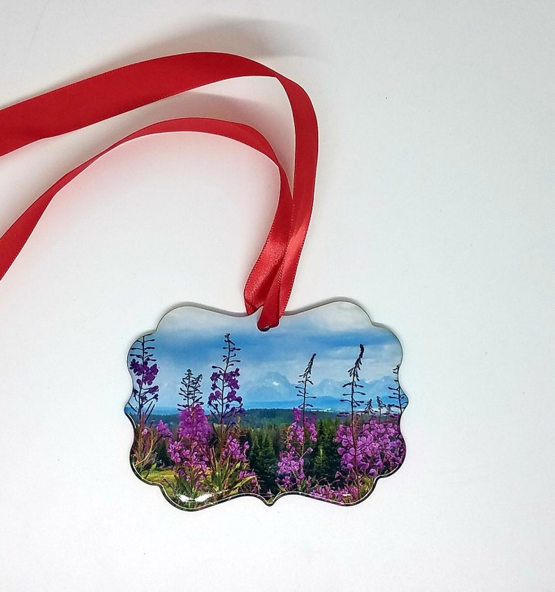 Togwotee Pass Wildflowers, Grand Teton National Park Ornament, Wyoming Fireweed Photo Christmas Gift image 1