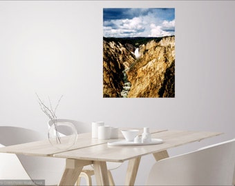 Yellowstone National Park Waterfall Photo Canvas Print, Wyoming Wall Art Decor, Ready to Hang No Frame Needed Vacation Souvenir