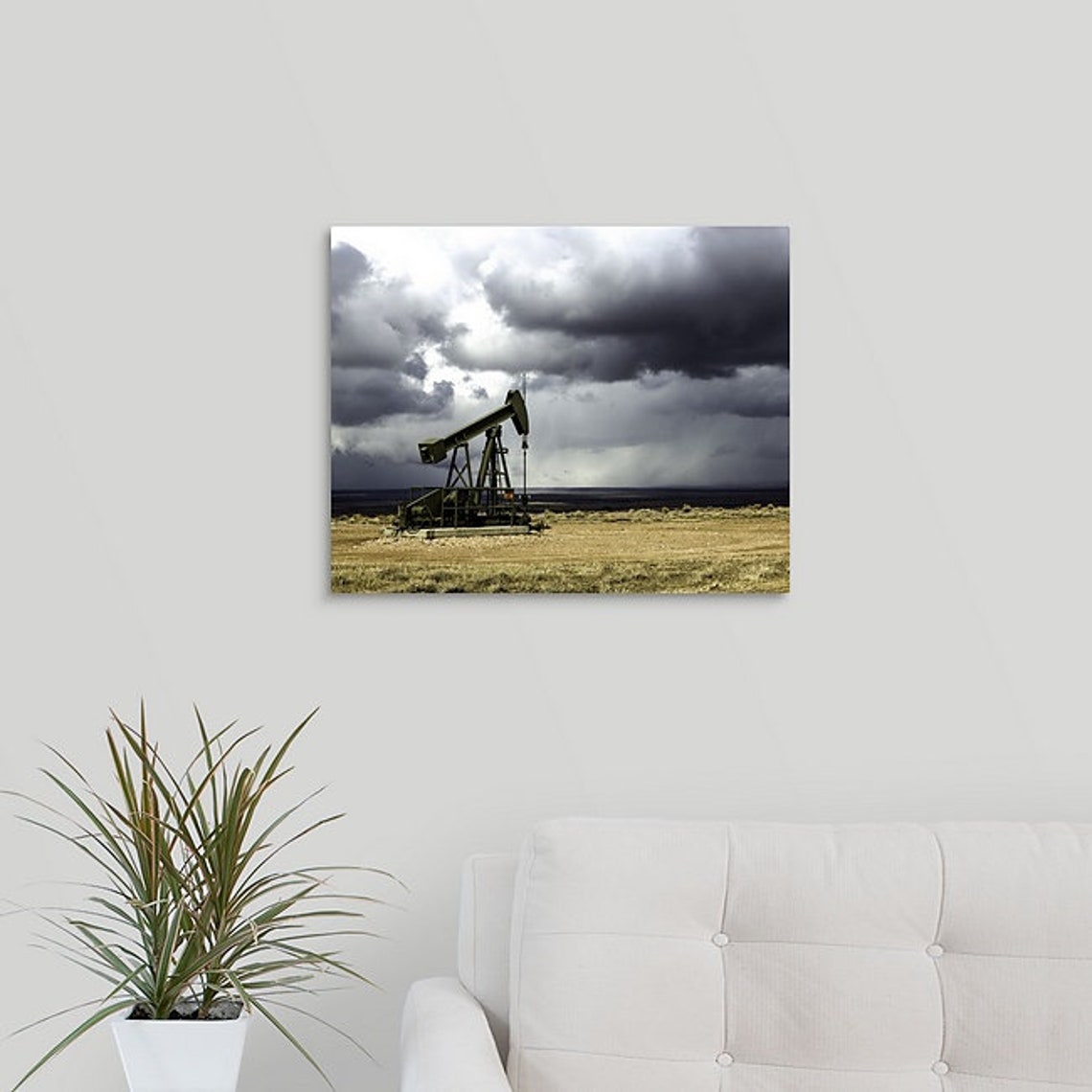 Oil and Gas Decor Canvas Print, Wyoming Oilfield Photography, Industrial Well Pump Retirement