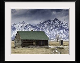 Grand Teton National Park Cabin 16x20 Framed Photo, Jackson Wyoming Mountains Souvenir Wall Art