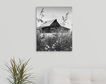 Black and White Barn Photo 16x20 Metal Print, Grand Teton National Park Wall Art, Western Barn Wall Decor, Wyoming Gifts