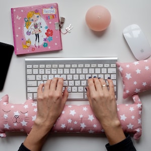 Wrist rest cat set mouse pad blue pink custom for laptop rose goldWrist pillow for mouse dog keyboard EcoCOTTON