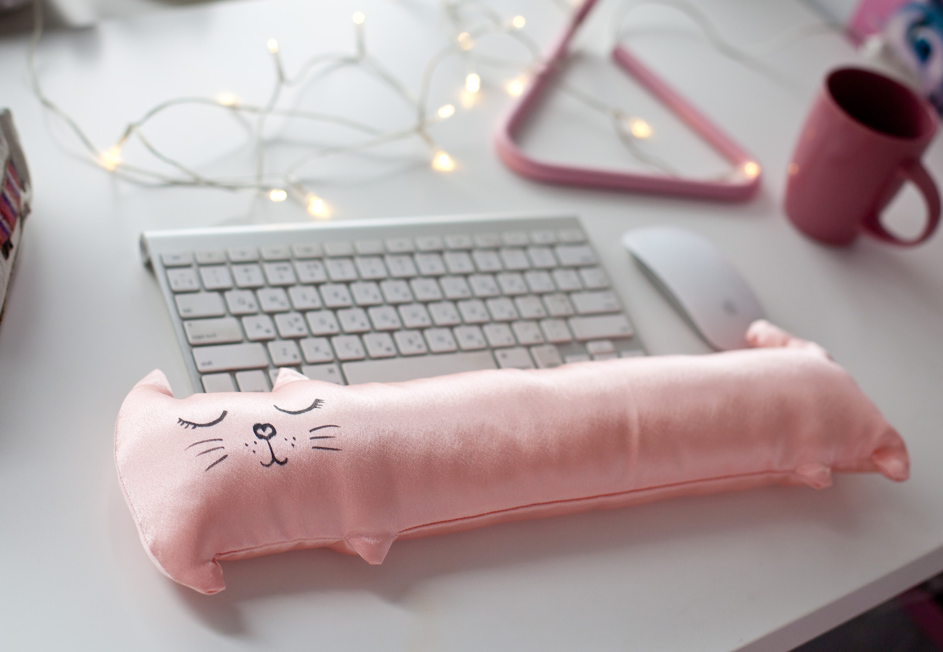 Wrist rest pink rose gold for laptop cat set Wrist pad pillow Etsy