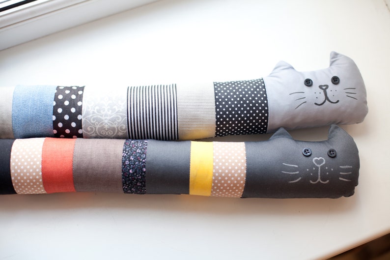 Window draft stopper filled Door pillow funny stop cat dog Etsy