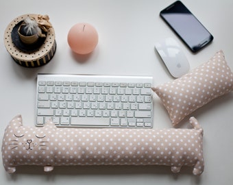 Desk accessories set for women kit blush Relaxation cat dog pink for girls for teachers for kids Wrist rest pillow keyboard COTTON