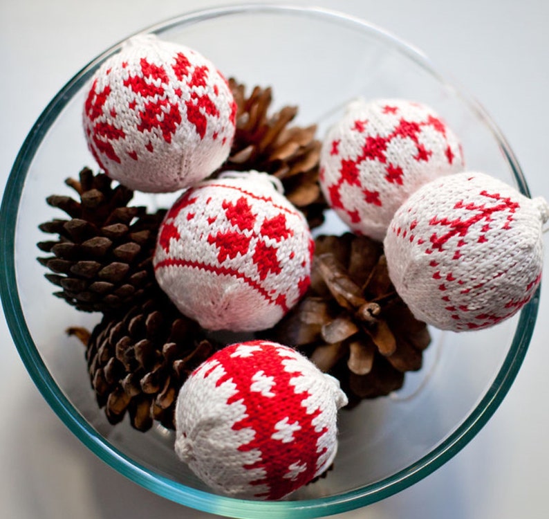 Set of 6 Easy knitting Christmas balls patterns DIY balls for Etsy