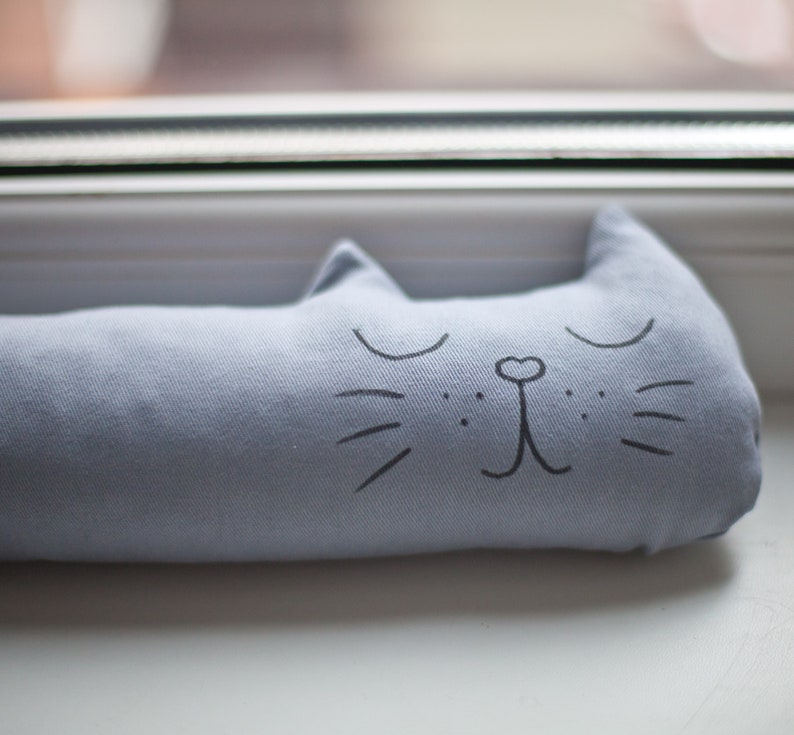 Filled door draft stopper grey Door draft guard stop animal Etsy