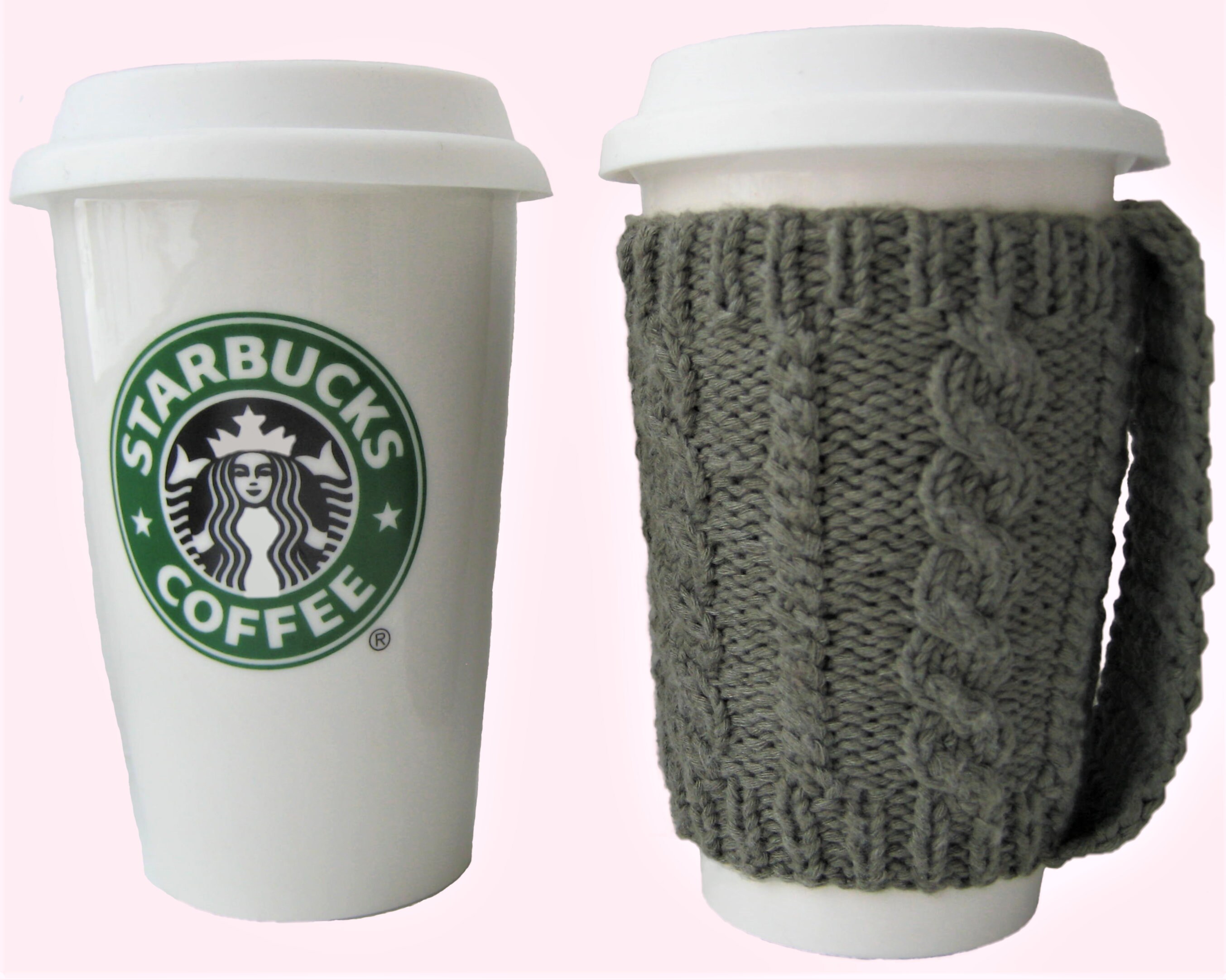 Coffee Sleeve Knit Starbucks Cup Reusable Cozy Cabled Tea Mug Etsy