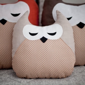 Owl pillow cover for kids Head cozy owl theme nursery gift Throw pillow cushion plush owl pillow ornament gender neutral girl mustard AUTUMN