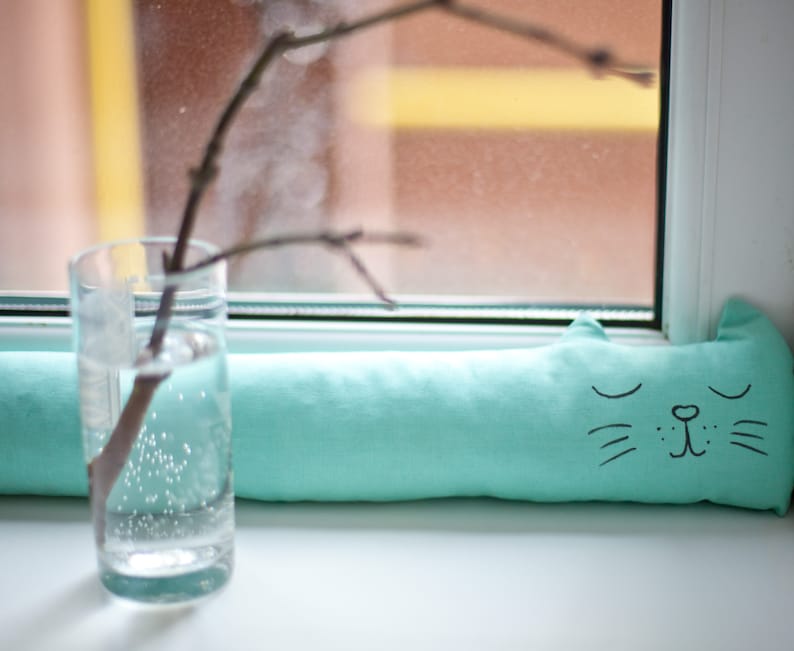 Filled door draft stopper grey Door draft guard stop animal Etsy