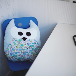 Owl pillow for kids Cozy cushion Head pillow cover theme gift nursery Throw pillow bird owner gifts Plush owl pillow gender neutral