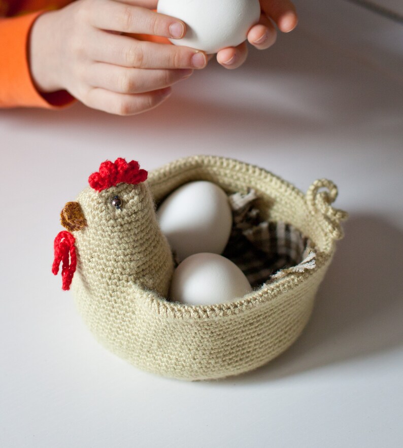 Hen Basket Easter basket for egg Chicken egg holder Easter hen Etsy