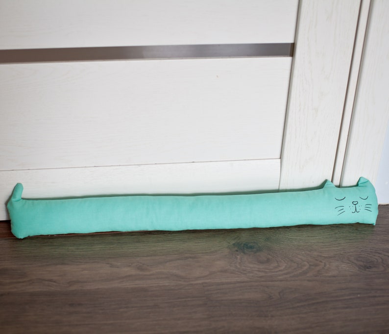 Filled door draft stopper grey Door draft guard stop animal blocker cat dog snake dodger image 2