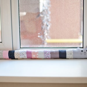 Draught excluder uk vintage Stopper door snake Filled draft red dog Wind blocker Energy saver Patchwork