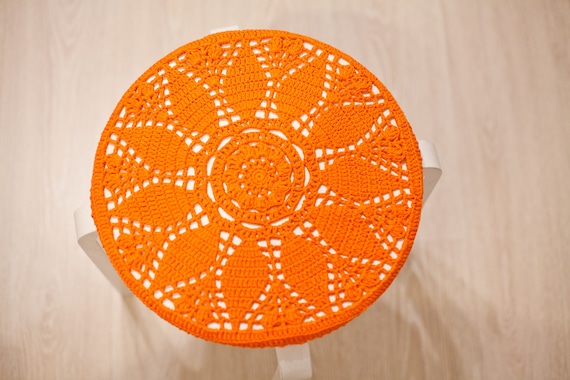 Kitchen Seat Covers Ikea Stool Knit Home Decor Round Cotton Etsy