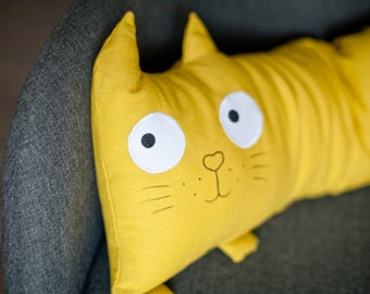 Leinenkissen Leinenkissen Senf mockup rot Stich Kuschelkissen Kuscheltier Hund Katze Plüsch