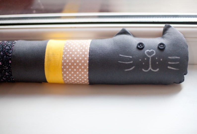 Door draft stopper cat patchwork window draft dodger Door or Etsy