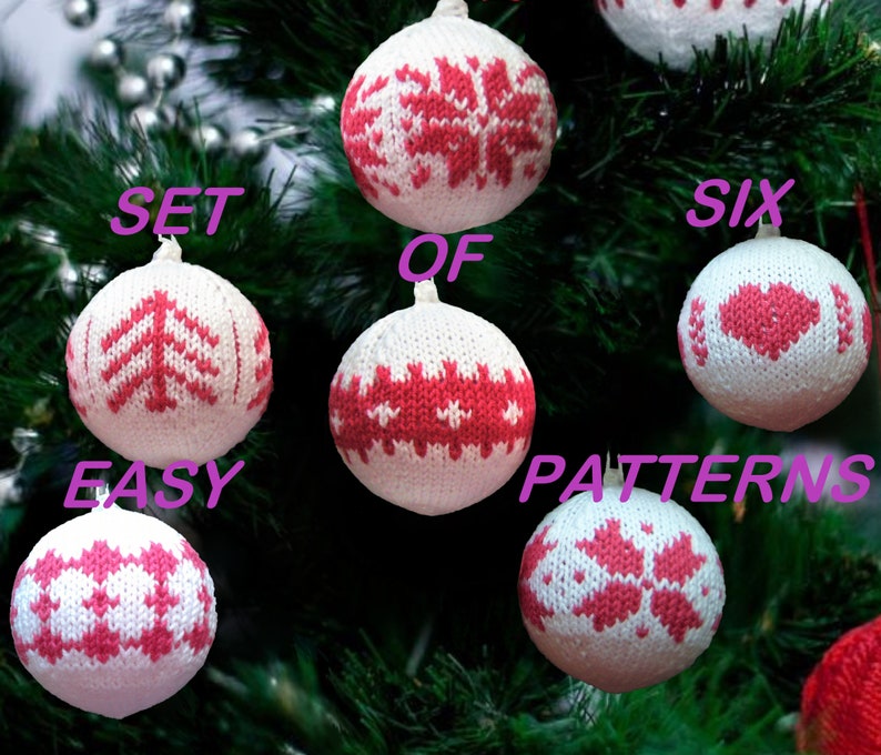 Set of 6 Easy knitting Christmas balls patterns DIY balls for Etsy