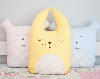 Rabbit pillow case Pillowcase hare cushion nursery decor peter rabbit pillow gender neutral mustard decorative pillows little girls room