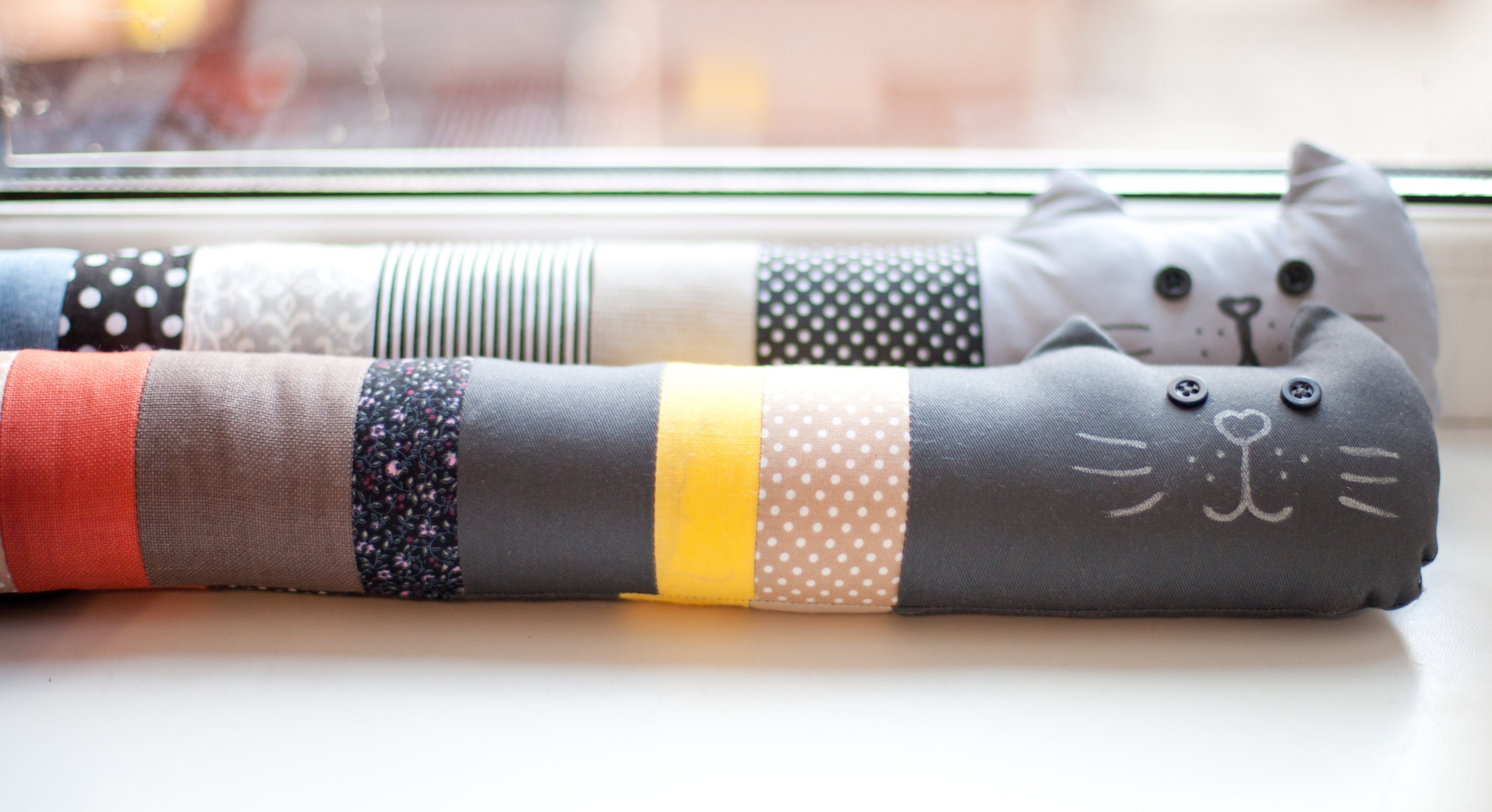 Door draft stopper cat patchwork window draft dodger Door or Etsy