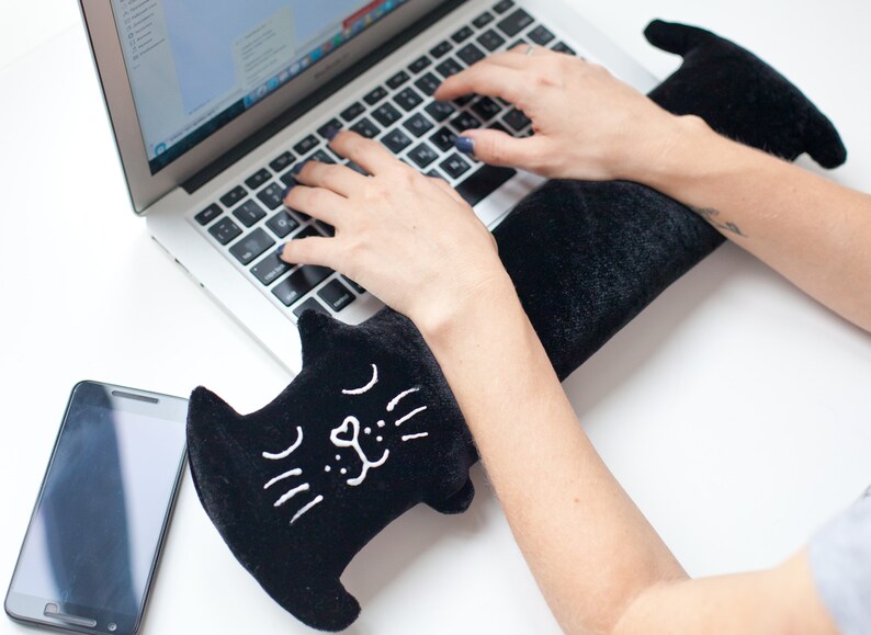 Laptop Cushion Mouse Pad Pillow Keyboard Wrist Rest Mousepad Computer Velour Black Glamour Stylish Accessories