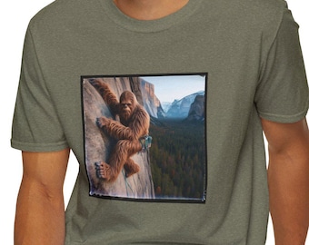 Sasquatch Rock Climbing at Yosemite T-Shirt, Bigfoot Climber Tee, Outdoor Adventure Shirt, Hiking Nature Lover Gift
