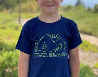 Kids "Trail Blazer" Hiking Camping Shirt Cute and Fun Tee for Toddler, Kids & Youth Unisex Boys and Girls