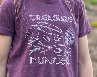 Kids "Treasure Hunter" Hiking Camping Shirt Cute and Fun Tee for Toddler, Kids & Youth Unisex Girls and Boys