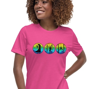 Womens Ladies &quot;Obstacles&quot; Ninja Warrior Inspired Short-Sleeve T-Shirt Featuring Warped Wall, Salmon Ladder & Jumping Spider