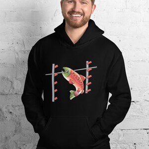 Unisex Mens &quot;Salmon Ladder&quot; Ninja Warrior Inspired Hoodie Hooded Sweatshirt
