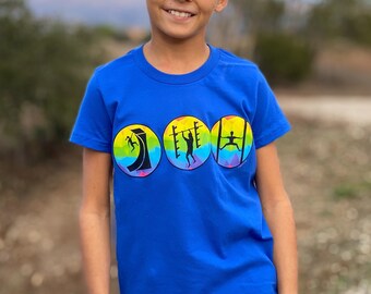 Kids Ninja Warrior Obstacle Tee, Warped Wall, Salmon Ladder & Jumping Spider Shirt