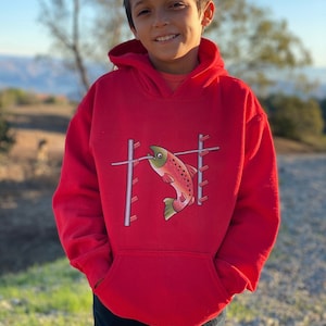 Kids &quot;Salmon Ladder&quot; Ninja Warrior Inspired Youth Hooded Sweatshirt Hoodie