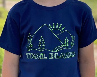 Kids "Trail Blazer" Hiking Camping Shirt Cute and Fun Tee for Toddler, Kids & Youth Unisex Boys and Girls