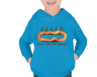 Toddler Kids BMX Bike Hoodie "One Track Mind" Cool Bicycle Sweatshirt for Unisex Girls and Boys Hooded Sweatshirt
